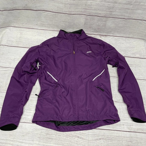 ASICS women soft shell fleece lined full zip windbreaker running jacket size S - Picture 1 of 10